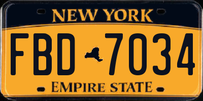 NY license plate FBD7034