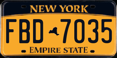 NY license plate FBD7035
