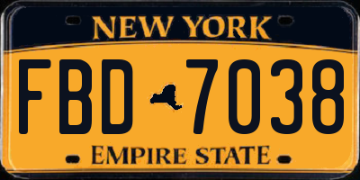 NY license plate FBD7038