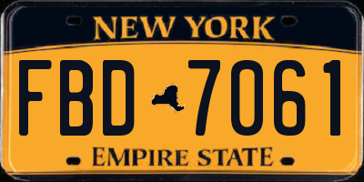 NY license plate FBD7061