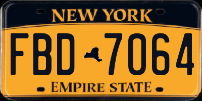 NY license plate FBD7064