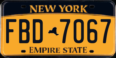 NY license plate FBD7067