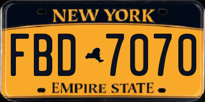 NY license plate FBD7070