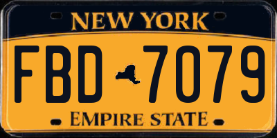 NY license plate FBD7079