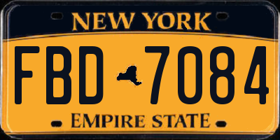 NY license plate FBD7084
