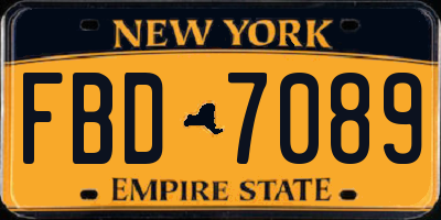 NY license plate FBD7089