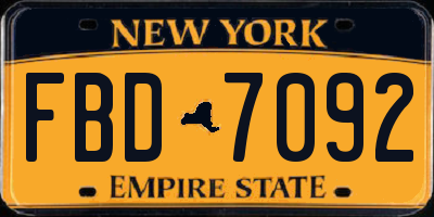 NY license plate FBD7092