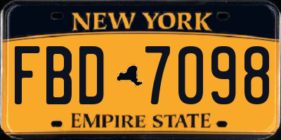 NY license plate FBD7098