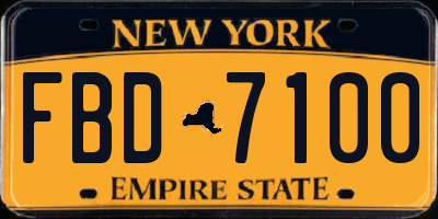 NY license plate FBD7100