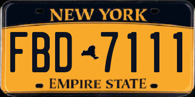 NY license plate FBD7111