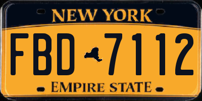 NY license plate FBD7112