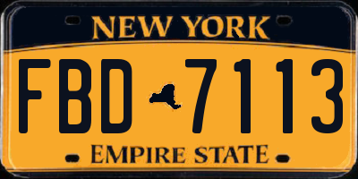 NY license plate FBD7113