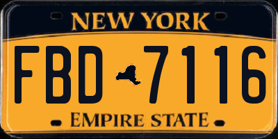 NY license plate FBD7116