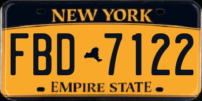 NY license plate FBD7122