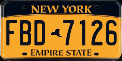 NY license plate FBD7126