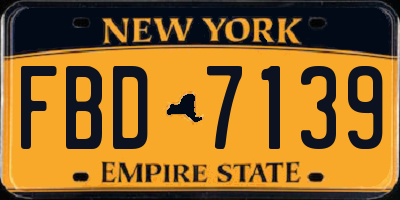 NY license plate FBD7139