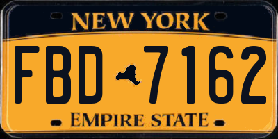 NY license plate FBD7162