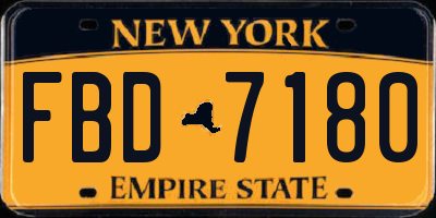 NY license plate FBD7180