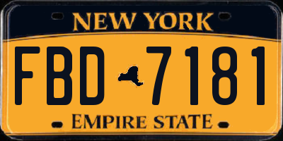 NY license plate FBD7181
