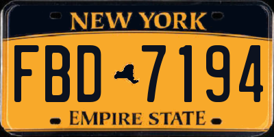 NY license plate FBD7194