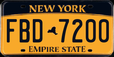 NY license plate FBD7200