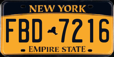 NY license plate FBD7216