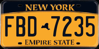 NY license plate FBD7235