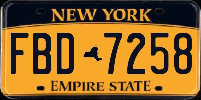 NY license plate FBD7258