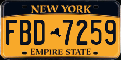 NY license plate FBD7259