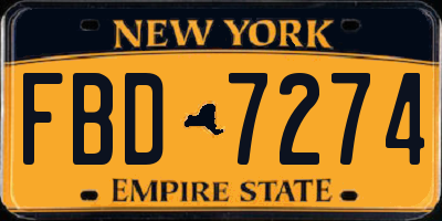 NY license plate FBD7274