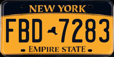 NY license plate FBD7283