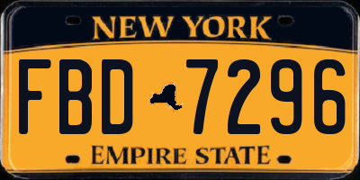 NY license plate FBD7296
