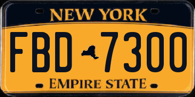 NY license plate FBD7300