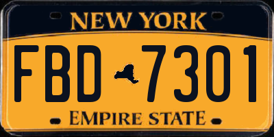 NY license plate FBD7301