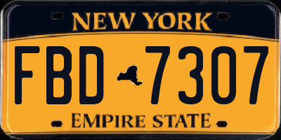 NY license plate FBD7307