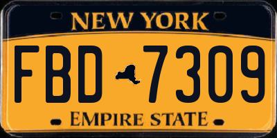 NY license plate FBD7309