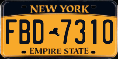 NY license plate FBD7310