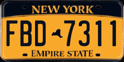 NY license plate FBD7311