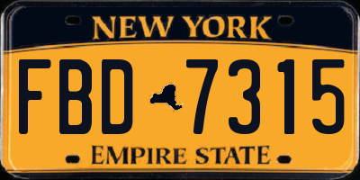 NY license plate FBD7315