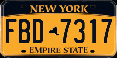 NY license plate FBD7317