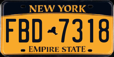 NY license plate FBD7318
