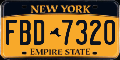 NY license plate FBD7320
