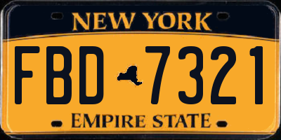NY license plate FBD7321