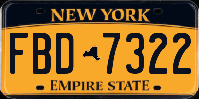 NY license plate FBD7322