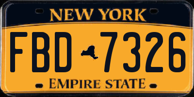 NY license plate FBD7326