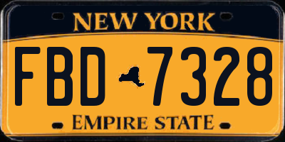 NY license plate FBD7328