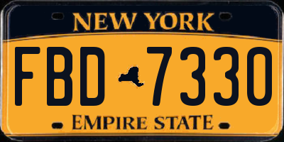 NY license plate FBD7330