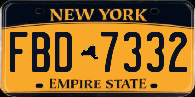NY license plate FBD7332