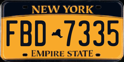 NY license plate FBD7335