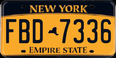 NY license plate FBD7336